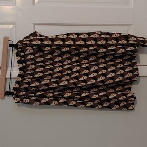 Modcloth skirt, 2X, Black, cream, red pattern